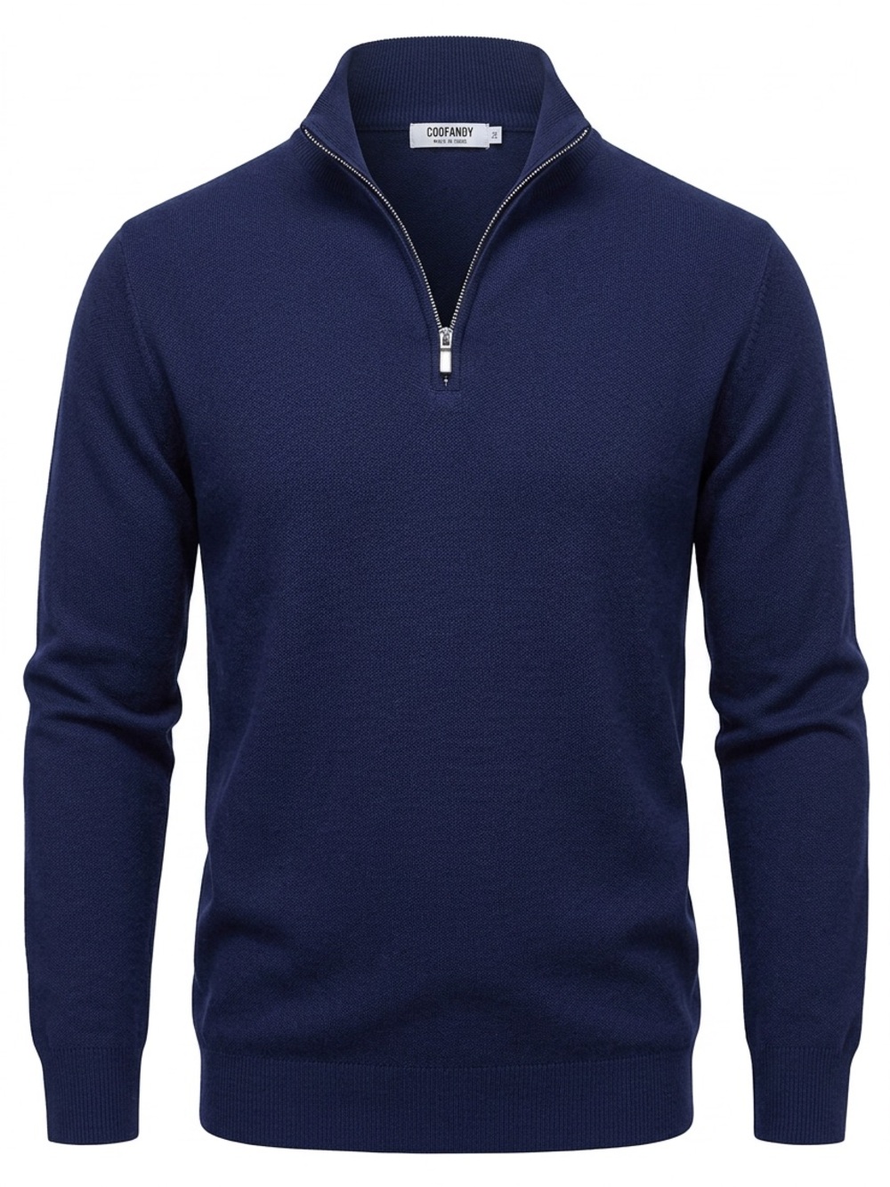 Coofandy Men's Navy Quarter-Zip Knit Sweater